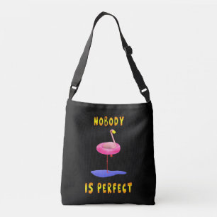 Bolso Cruzado Nadie es perfecto - flamingo con anillo de natació