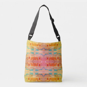 Bolso Cruzado Naranja amarillo turquesa rosa azul mosaico horizo