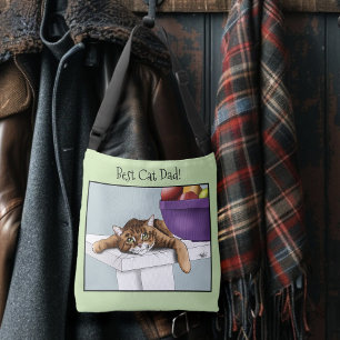 Bolso Cruzado Naranja del Día del Padre Tabby Cat