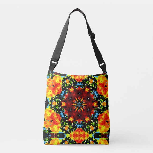 Bolso Cruzado Naranja floral (Anverso)