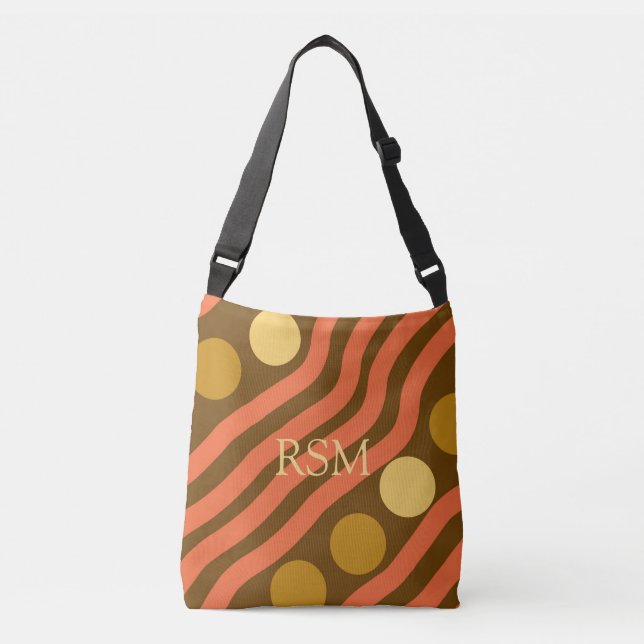 Bolso Cruzado Naranja Monogramado Brown Gold de Mid Century (Anverso)