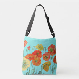 Bolso Cruzado Naranja rojo Shabby Poppy Crossbody Bag Aqua Flora