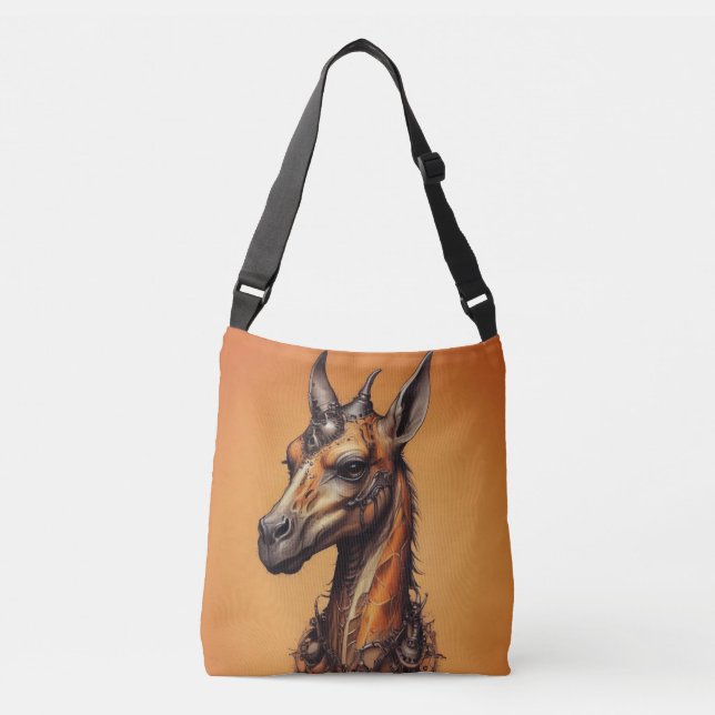 Bolso Cruzado Naranja Steampunk Giraffe, (Anverso)