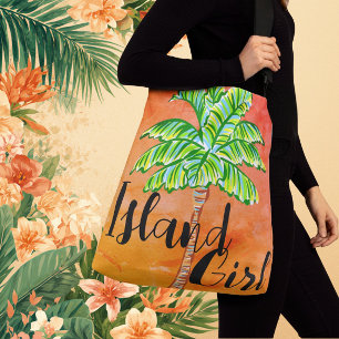 Bolso Cruzado Naranja  Tropical Palm Tree Island Chica
