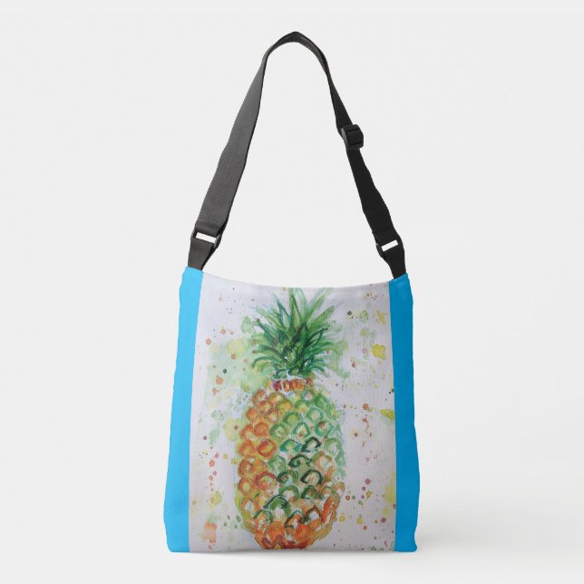 Bolso Cruzado Naranja verde azul Pineapple Fruto Crossbody Bag (Anverso)