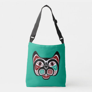 Bolso Cruzado Nativo americano Rojo Blanco Negro Haida Kitty