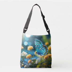 Bolso Cruzado Naturaleza de la flor de mariposa Serene Tranquilo