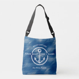 Bolso Cruzado Nautical Naval Blue Boat Capitán Nombre Anchor