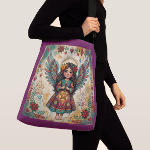 Bolso Cruzado Navidad Arte Popular Ángel Vintage