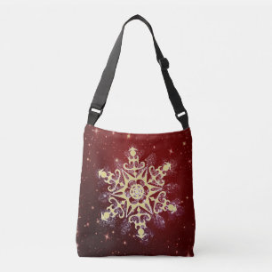 Bolso Cruzado Navidad chispeante del copo de nieve del rojo y