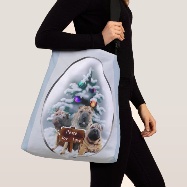 Bolso Cruzado Navidades chinos del trío Shar-Pei (Detalle)