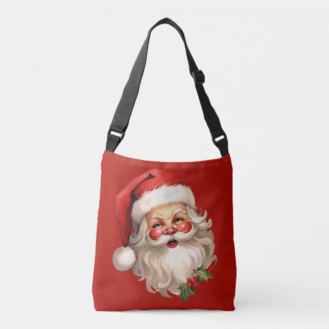 Bolso Cruzado Navidades de Holly Jolly Santa Claus Retro (Anverso)