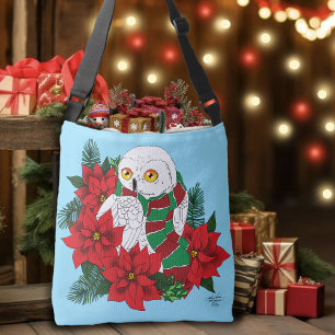 Bolso Cruzado Navidades de la Poinsettias Rojas de Lechuza Nevad