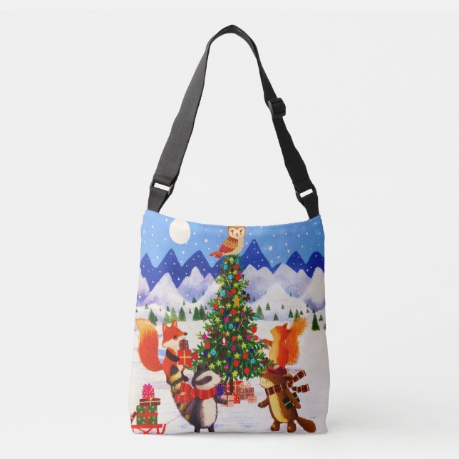Bolso Cruzado Navidades festivos familia animal de Mountain Wood (Anverso)
