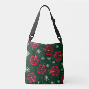 Bolso Cruzado Navidades Florales Tropicales Hibiscus Snowflakes 