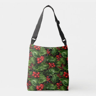 Bolso Cruzado Navidades Holly Leasing Y Red Berries Pattern