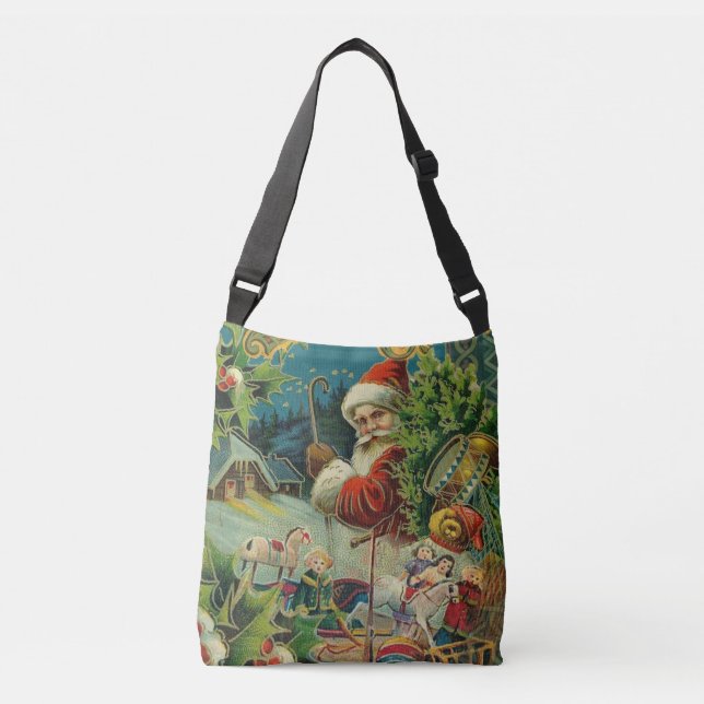 Bolso Cruzado Navidades Santa Claus Arte Antiguo (Anverso)