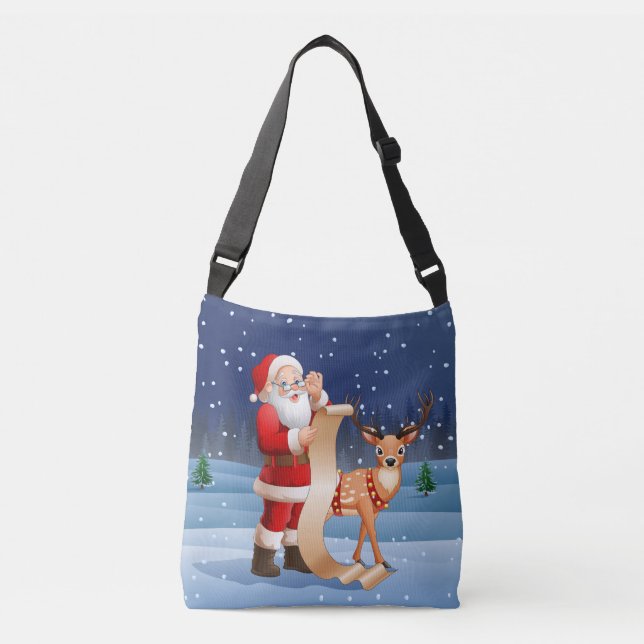 Bolso Cruzado Navidades Santa Claus Y Renos (Anverso)