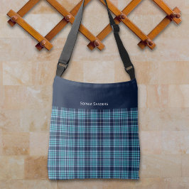 Bolso Cruzado Navy Blue Scottish Tartan Pattern