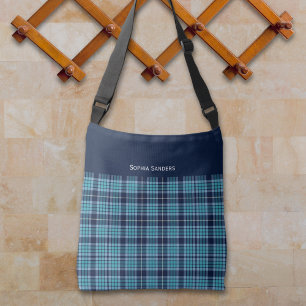 Bolso Cruzado Navy Blue Scottish Tartan Pattern
