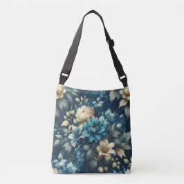 Bolso Cruzado Negrita en azul y deluxe crema florals