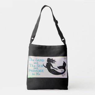 Bolso Cruzado negro de la arena y del mar de la sirena