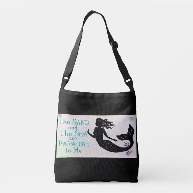 Bolso Cruzado negro de la arena y del mar de la sirena (Reverso)