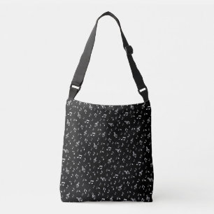 Bolso Cruzado negro plateado, nota, musical, melodía, música, so