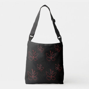 Bolso Cruzado negro rosado de las mariposas del esquema