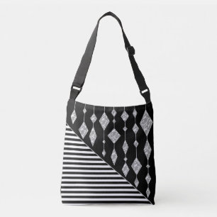 Bolso Cruzado Negro y blanco, abstracto, geométrico, simple, esc