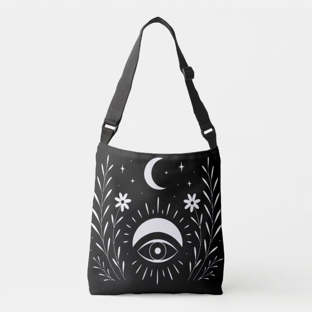 Bolso Cruzado Negro y Blanco Audaz Boho Ojo  (Anverso)