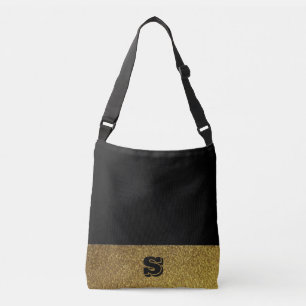 Bolso Cruzado Negro y oro monogramado