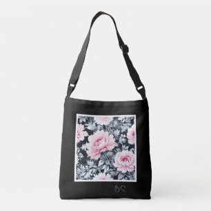 Bolso Cruzado negro y rosa elegante floral moderna