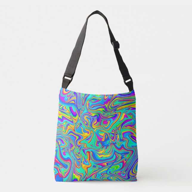 Bolso Cruzado Neon Liquid Wet Paint Swirls (Anverso)
