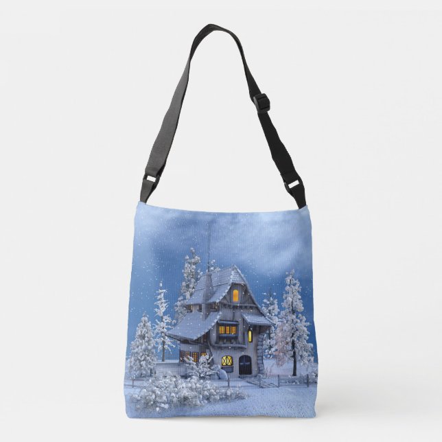 Bolso Cruzado Nieve navidad en casa de Gingerbread (Reverso)