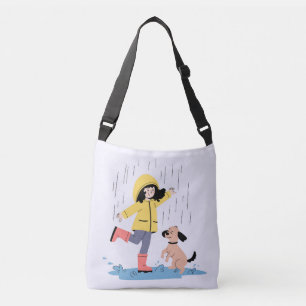 Bolso Cruzado Niña de dibujos animados linda y perrito bailando