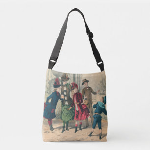 Bolso Cruzado Niños Victorianos Antiguos Juegan con Pelota 1880