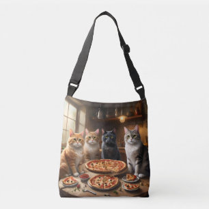 Bolso Cruzado Noche de Pizza de Gatos,