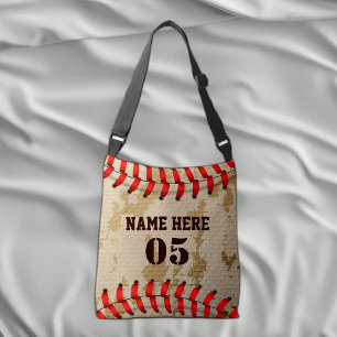 Bolso Cruzado Nombre de béisbol vintage personalizado número ret