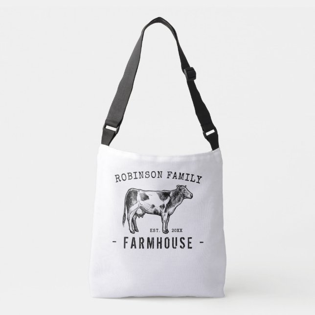 Bolso Cruzado Nombre de familia Farmhouse Rústico Leche Vaca (Anverso)