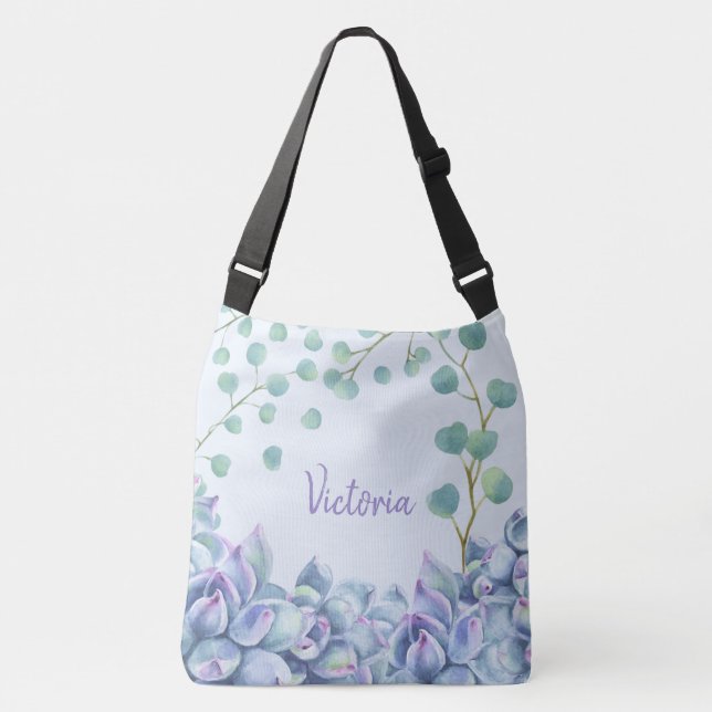 Bolso Cruzado Nombre de Suculenta de Pastel (Anverso)