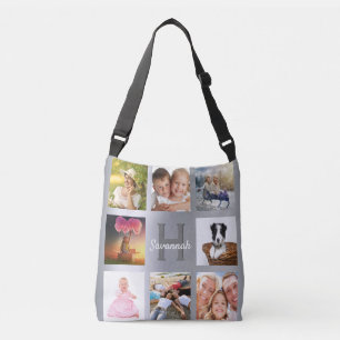Bolso Cruzado Nombre del monograma del collage de fotos del pers