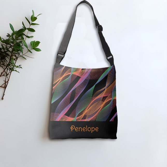 Bolso Cruzado Nombre ondulado de color negro y elegante (Subido por el creador)