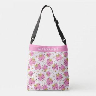 Bolso Cruzado Nombre personalizado de fresas rosadas