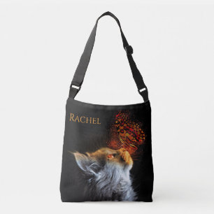 Bolso Cruzado Nombre personalizado de la mariposa del gato besa 