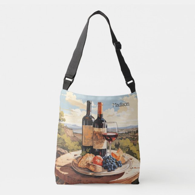 Bolso Cruzado Nombre personalizado de Wine Lover (Anverso)