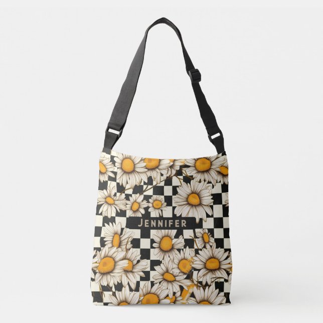 Bolso Cruzado Nombre personalizado del tablero de ajedrez Retro  (Anverso)