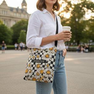 Bolso Cruzado Nombre personalizado del tablero de ajedrez Retro 