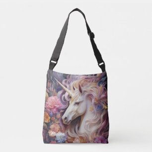 Bolso Cruzado Nombre personalizado lindo unicornio