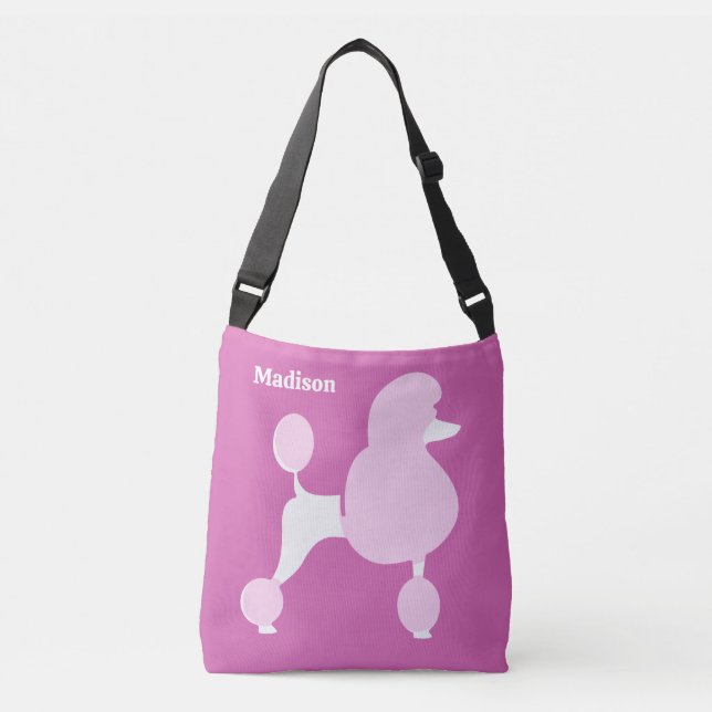 Bolso Cruzado Nombre personalizado Pink Poodle (Anverso)
